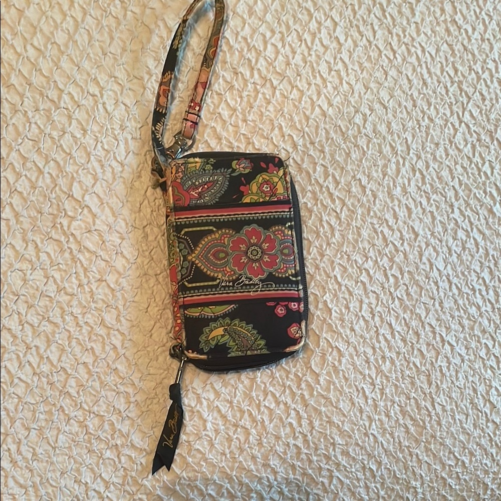 Vera Bradley Paisley Wristlet in Black and Green
